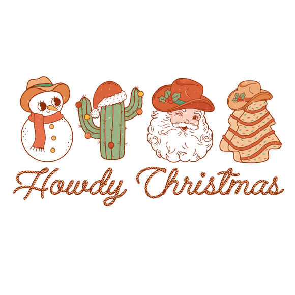 Howdy Christmas Snowman, Cactus, Santa, Tree