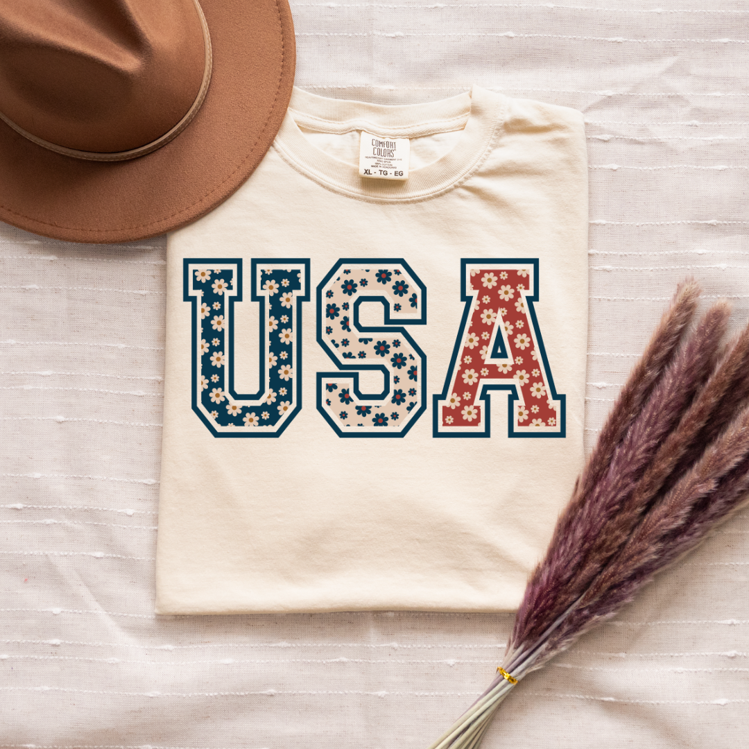 Patriotic USA Retro Flowers