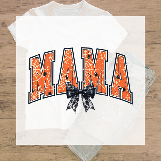 Halloween Coquette Mama Black Bow Transfer