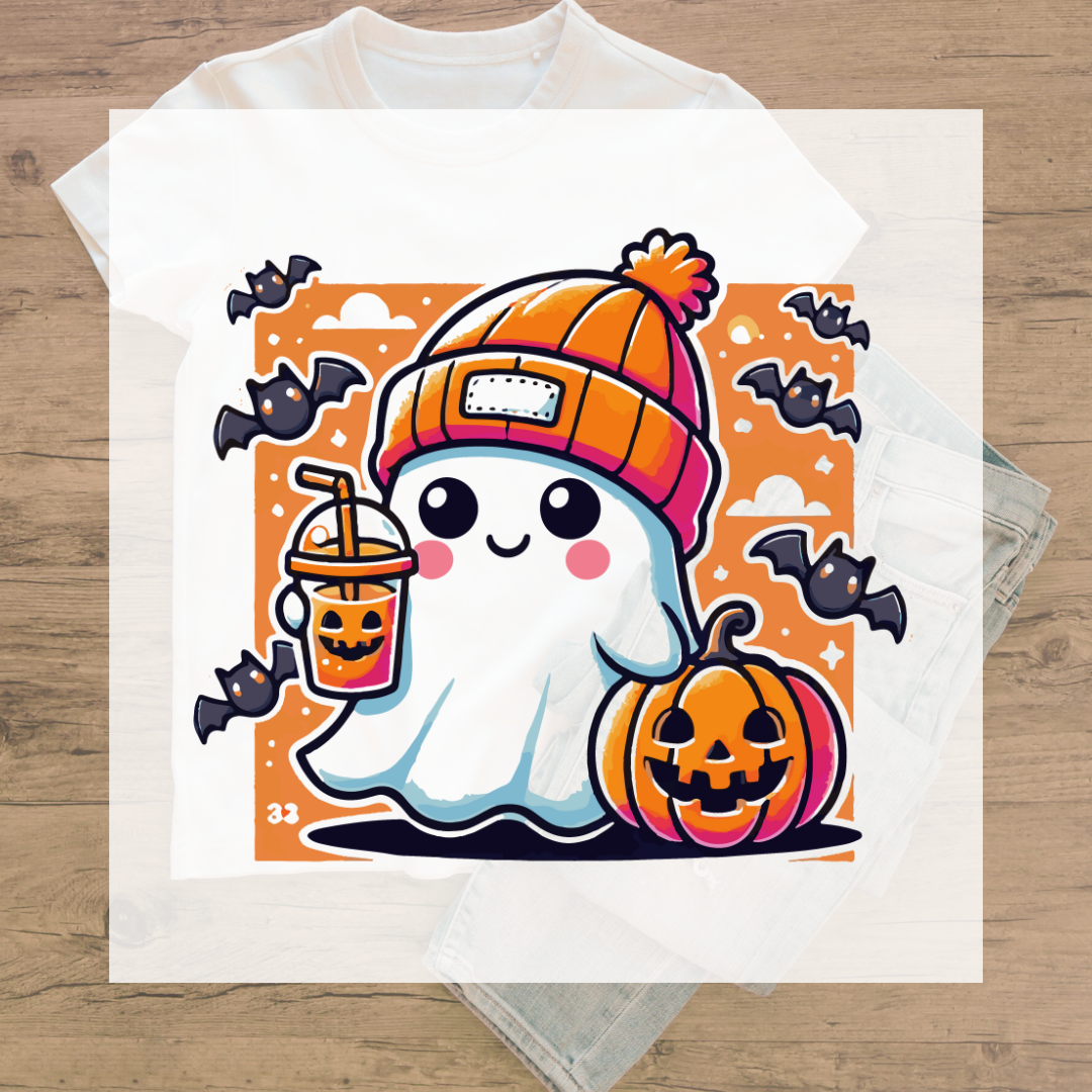 Cute Ghost With Drink Transfer