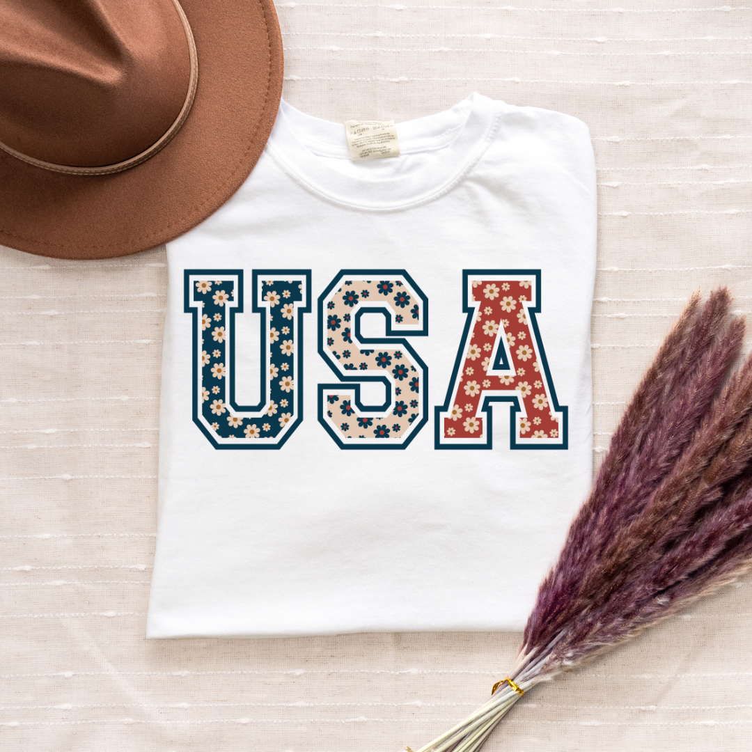 Patriotic USA Retro Flowers